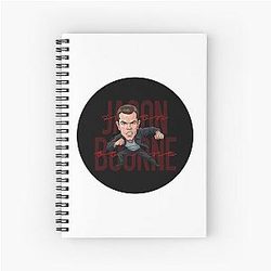 Funny caricature of Jason Bourne Matt Damon in The Bourne Identity Spiral Notebook