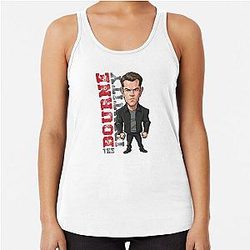 Funny caricature of Matt Damon in The Bourne Identity Tank Top