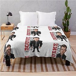 Funny Matt Damon caricature in The Bourne Identity Throw Blanket