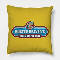 The Boys Pillows - Buster Beaver's Pizza Restaurant Logo (The Boys) Distressed Pillow