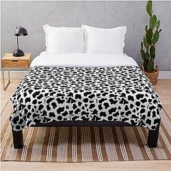 Cow Print, Pattern, Black and White Throw Blanket Flagship RB1809