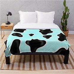 Pastel Blue Cow Print  Throw Blanket Flagship RB1809