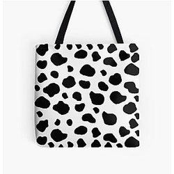 Cow Print, Cow Pattern, Cow Spots, Black And White All Over Print Tote Bag Flagship RB1809