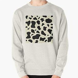 Black &amp; off White cow print pattern, mooo Pullover Sweatshirt Flagship RB1809