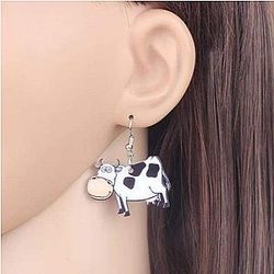 Acrylic Cute Cow Earrings For Women Official Merch CL1211