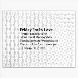 Friday I'm In Love by The Cure Jigsaw Puzzle