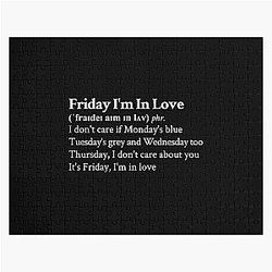 Friday I'm In Love by The Cure Black Jigsaw Puzzle