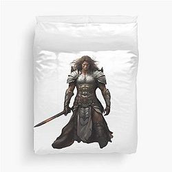 Heavenly Defender: Warrior Angel in the Fray Duvet Cover