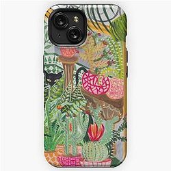 Black cat in the garden iPhone Tough Case