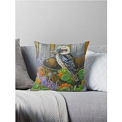 Kookaburra in the garden Throw Pillow