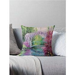in the garden of Monet Throw Pillow