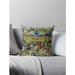 THE GARDEN OF EARTHLY DELIGHTS : Vintage 1490 Painting by Hieronymus Bosch Print Throw Pillow