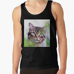 Hiding tiger like cat in the garden says hey to you! Tank Top