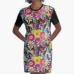 Summer in The Gardens  Graphic T-Shirt Dress