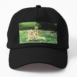 Friendly cat in the garden says hey to a leaf! Dad Hat
