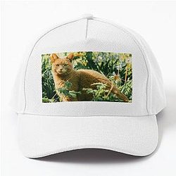 Colorful cat in the garden hiding says hey to you! Baseball Cap
