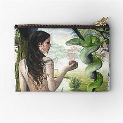 Eve and the Serpent in the Garden of Eden Acrylic Painting Zipper Pouch