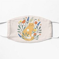 Red cat in the garden  Flat Mask