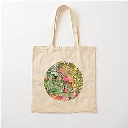 Black cat in the garden Cotton Tote Bag