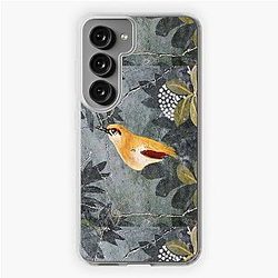 POMPEII COLLECTION / BIRD AMONG TREE LEAVES  IN THE GARDEN ,GREEN FLORAL Samsung Galaxy Soft Case