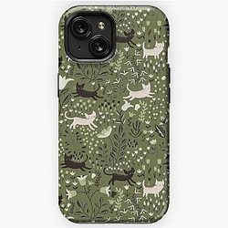 Cats in the Garden Pattern iPhone Tough Case