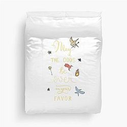 Hunger Games quality calligraphy gold version white Duvet Cover