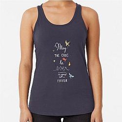 Hunger Games quality calligraphy black blue Racerback Tank Top