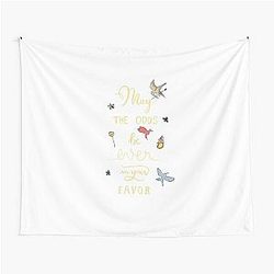 Hunger Games quality calligraphy gold version white Tapestry