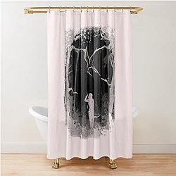 The Hunger Games Wood Black Pink Shower Curtain