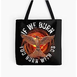 Mockingjay - We Burn You Burn with Us All Over Print Tote Bag