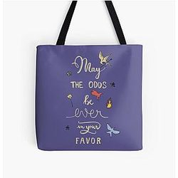 Hunger Games quality calligraphy gold version purple All Over Print Tote Bag