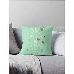 Hunger Games quality calligraphy black green Throw Pillow