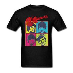 Men's Monkees Guitar Band Cotton Printed T-shirt Black
