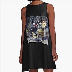 The Munsters Family with Munster Koach Dragula A-Line Dress