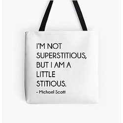 The Office Bags - I'm Not Superstitious, But I Am A Little Stitious - Michael Scott (The Office) All Over Print Tote Bag RB1801