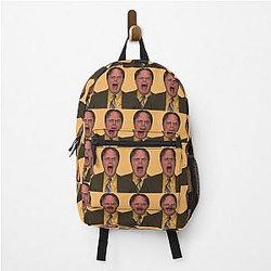 The Office Backpacks - Dwight Schrute The Office Repeat Pattern in Mustard Yellow Shirt Yelling Backpack RB1801
