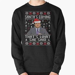 The Office Sweatshirts - Ugly Christmas Sweater The Office Santa’s Coming That’s What She Said, The Office Christmas Sweater Pullover Sweatshirt RB1801