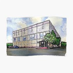 The Office Posters - Pam Beesly Office Building Watercolor Painting Poster Dunder Mifflin Paper Company Inc. Gift Poster RB1801