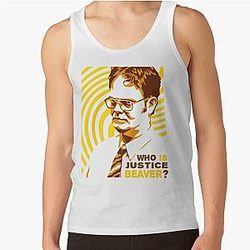 The Office Tank Tops - The Office Dwight Schrute - Who Is Justice Beaver? Tank Top RB1801