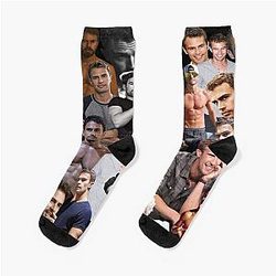Theo James Photo Collage Socks