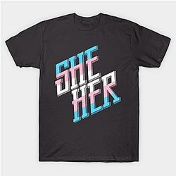 トランスフラグTシャツ - She/HerトランスプライドTシャツ お問い合わせ The Pride マーチWP0503