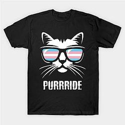 トランスフラグTシャツ - トランスジェンダーのプライドの旗の猫のPurride Tシャツ お問い合わせ The Pride マーチWP0503