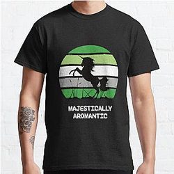 Aromantic T-Shirts - Aromantic Meme, Aromantic Majestically, Aromantic Unicorn, Aromantic Flag, Funny Aromantic, Aromantic Humor, No Romo, No Romantic, LGBT LGBTQ Gay Classic T-Shirt | The Pride Merch WP0503