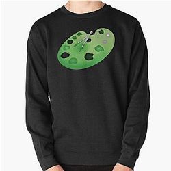 Aromantic Sweatshirts - Aro Pride Paint Palette and Brushes Pullover Sweatshirt | The Pride Merch WP0503
