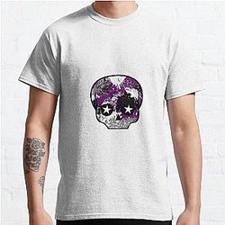 Asexual Flag Tシャツ - Asexual Paint Splatter Skull クラシック Tシャツ | The Pride マーチWP0503