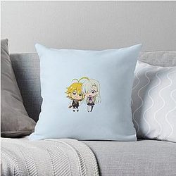 The Seven Deadly Sins Pillows - Meliodas and Elizabeth Liones Chibi Throw Pillow RB1606