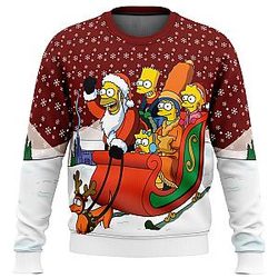 The Simpsons Dashing Through the Snow Ugly Christmas Sweater