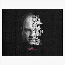 Black and white Tony Soprano The Sopranos Tv Show quote. Jigsaw Puzzle