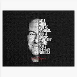 Black and white Tony Soprano The Sopranos Tv Show quote. Jigsaw Puzzle