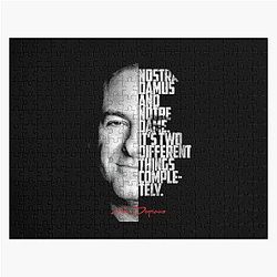 Black and white Tony Soprano The Sopranos Tv Show quote. Jigsaw Puzzle